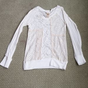 Daytrip cream/ ivory lace front sweater